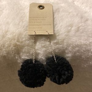 Black Pom Pom Earrings